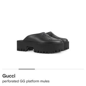Gucci Performated Logo Platform Mules